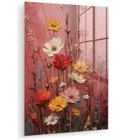 MuchoWow Glasschilderij 120x160 cm - Schilderij acrylglas - Bloemenboeket - Diepte - Tastbare textuur - Foto op glas - Muurdecoratie woonkamer - Wanddecoratie slaapkamer - Schilderijen