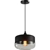 QUVIO Hanglamp retro - Brede kap van metaal en glas - Diameter 25 cm