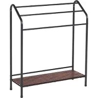 Beliani Handdoekhouders + handdoekhaken, Handdoekenrek met plank zwart / donkerbruin 72 x 85 cm 3 armen MURIVA