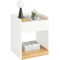 SoBuy FBT128-WN Nachtkastje met lade, bijzettafel voor slaapkamer