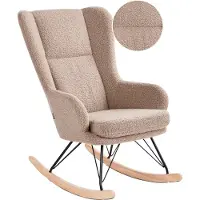 Beliani LUOMA - Schommelstoel - Beige - Bouclé