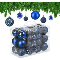 Relaxdays kerstballen - 50x st - donkerblauw - 3, 4 en 6 cm - kunststof - Kerstbal