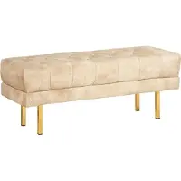 Beliani ROSEVILLE - Bedbank-Beige-Fluweel