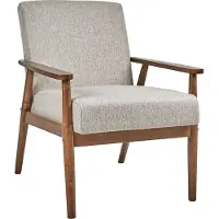 Beliani ESRUM - Fauteuil - Grijs - Polyester/Rubberhout