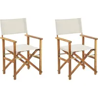 Beliani CINE - Tuinstoel set van 2 - Lichte houtkleur - Polyester