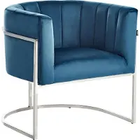 Beliani LARVIK - Fauteuil - Blauw - Fluweel