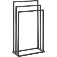 Beliani Handdoekhouders + handdoekhaken, Handdoekenrek zwart / donker hout schaduw 45 x 84 cm 3 armen CHARRAS