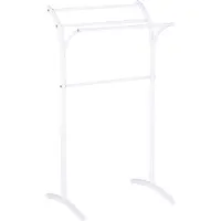 Beliani Handdoekhouders + handdoekhaken, Handdoekenrek staal wit 51 x 91 cm vrijstaand 4 armen YOPAL