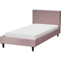 Beliani FITOU - Eenpersoonsbed - Lichtroze - 90 x 200 cm - Fluweel