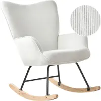 Beliani ARSET - Schommelstoel - Gebroken wit - Bouclé
