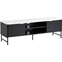 Beliani GLASTONBURY - TV-meubel - Zwart/Marmer - 140 x 40 cm - MDF