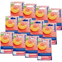 Labello Lippenbalsem Peach Shine - 24u Hydratatie - Hydraterend- voor Gladde en Beschermde lippen - Voordeelverpakking - 12 stuks