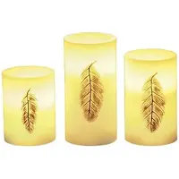 Paulmann 3 x LED Wachskaarsen Golden Feather Wit/Goud warm wit voor 3 x AAA batterij met schakelaar