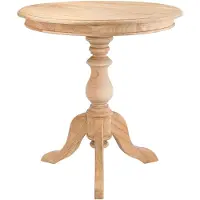CLP Wiva Bijzettafel - rond - hout - 70cm diameter - voor woonkamer en eetkamer - Mindihout met tafelblad - natura