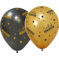 We Fiesta 18 ballonnen 12" 3 met goud / 3 zwart - Pensioen Golden Celebrations - Versiering Slinger Feestdecoratie Decoratie Verjaardag Jubileum Ballon Feest