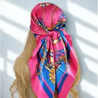 Yehwang Hoofdsjaal - Satijnen Haar Sjaal - Festival Look - Vierkante Sjaal - Fantasie - Zomer Sjaal - Haarband - Classy - Groen - Blauw - Gosia