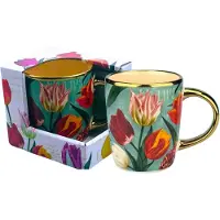 Matix Koffiekopjes set van 2 - Tulpen - Koffiekopjes met oor 150 ml - Hollandse cadeautjes - Nederland cadeau - Souvenir
