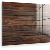 MuchoWow Glasschilderij 80x60 cm - Schilderij acrylglas - Houten plankpatroon - Warmte - Natuurlijk - Foto op glas - Muurdecoratie woonkamer - Wanddecoratie slaapkamer - Schilderijen