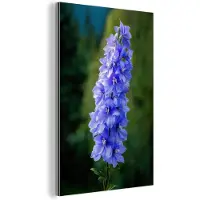 MuchoWow Aluminium schilderij 40x60 cm - Wanddecoratie metaal - Bloemen - Blauw - Dennenboom - Metalen muurdecoratie woonkamer - Decoratie industrieel - Foto op dibond - Industriële accessoires slaapkamer