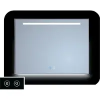 Sanicare Spiegel tutti 75 cm met led 1 horizontale strook en ambi onder en spiegelverwarming met lijst mat zwart
