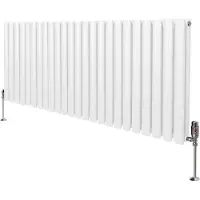 MonsterShop Ovale Kolomradiator & TRV Chroomkranen - 600mm x 1440mm – Wit