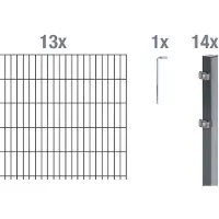 Alberts Dubbelstaafmat hekwerk Basisset Hoogte: 80 - 160 cm, totale lengte: 4 - 30 m, voor plaatsing in beton (set)