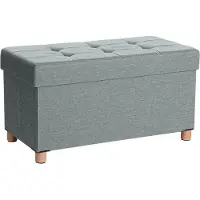 Songmics Voetenbank met opbergruimte en deksel, Lichtgrijs / 38 x 76 x 40 cm