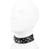 Rimba Brede leren halsband met killer studs