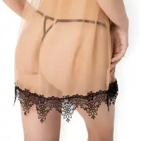 Axami Babydoll-Set van mesh met kant, 2 delen