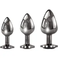 Evolved 'Black Gem Anal Plug Set', 3 delig, 7,1 9,5 cm