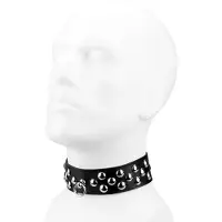 Rimba Leren halsband met grote platte studs