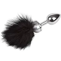 Rimba RVS dildo met veren, zilver, 18 cm