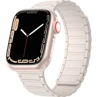 Mobigear Siliconen Watch bandje geschikt voor Apple Watch Bandje Magneetsluiting | Loop Mag - 42/41/40/38 mm - Sterrenlicht