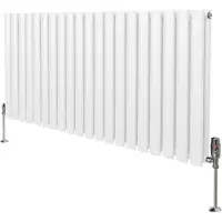 Monster Ovaal vormige radiator met elektrische verwarming & chroomkleurige thermostaafsluitingen – 600mm x 1200mm - Wit