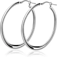 Zinzi 48mm zilveren oorringen met organisch gevormde buis 2mm breed en handige bovensluiting ZIO2701
