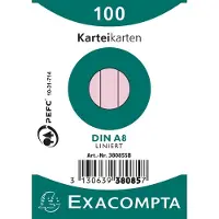 Exacompta 48x Pak 100 steekkaarten in folie - bristol gelijnd niet geperforeerd 55x74mm, Roze
