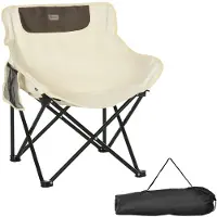 Merax Campingstoel Opvouwbaar Met Zijvak En Draagtas – Wit – Lichtgewicht Klapstoel Voor Strand Tuin En Camping