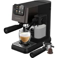 Grundig KSM 6430 Filtermachine met geïntegreerde melkreservoir, 1628 W vermogen, 20 bar pompdruk, dubbel mondstuk, gekleurd touch-display, BrewSense, CreamyPro, Dark Inox/zwart