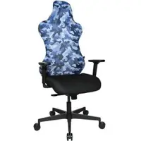 Topstar bureaustoel Sitness RS Sportcamouflage, met armleuningen, 3D-synchroonmechanisme, doorlopende zitting, hoofdsteun, blauw/zwart