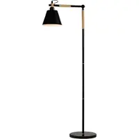 QUVIO Vloerlamp Scandinavisch - Hout met ronde lampenkap - Diameter 19,5 cm