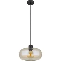 Globo Zwarte hanglamp Giuseppe amber glas