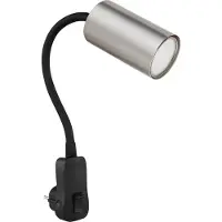 Globo Zwarte lamp Robby stopcontact met nikkel