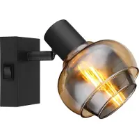 Globo Zwarte wandlamp Tokki amber smoke glas