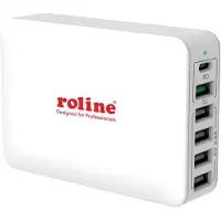Roline USB Oplader, 6 Poorts (4x USB-A, 1x USB-C, 1x USB-A QC3.0), max. 60W