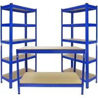 MonsterShop Monster Rekken 2 x T-Rax 75cm Blauw &amp; Metalen Opberg Werkbank