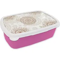 MuchoWow Broodtrommel Roze - Lunchbox - Brooddoos - Mandala - Azië - Patronen - Zen - 18x12x6 cm - Kinderen - Meisje