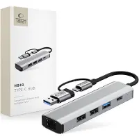 Tech-Protect 5-in-1 USB-C USB-A Ethernet RJ45 HUB-adapter - Grijs