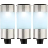Lumineo Set van 18x stuks solar tuinlamp/prikspot cilinder op zonne-energie 14 cm - koel wit - prikspots tuinverlichting