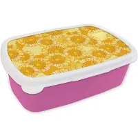 MuchoWow Broodtrommel Roze - Lunchbox - Brooddoos - Zonnebloem - Zomer - Patronen - Bloemen - 18x12x6 cm - Kinderen - Meisje
