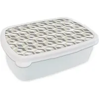 MuchoWow Broodtrommel Wit - Lunchbox - Brooddoos - Kubus - 3D - Patronen - 18x12x6 cm - Volwassenen